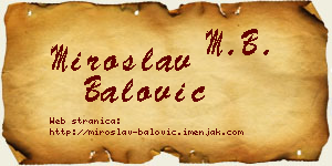 Miroslav Balović vizit kartica